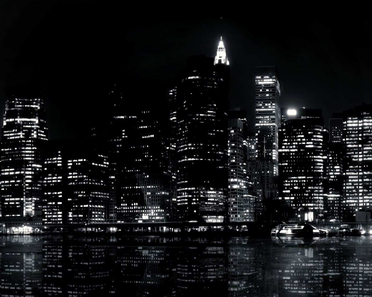 Ночные огни на черных обоях