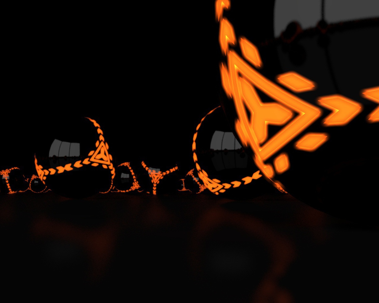 Оранжевые шары на черных обоях