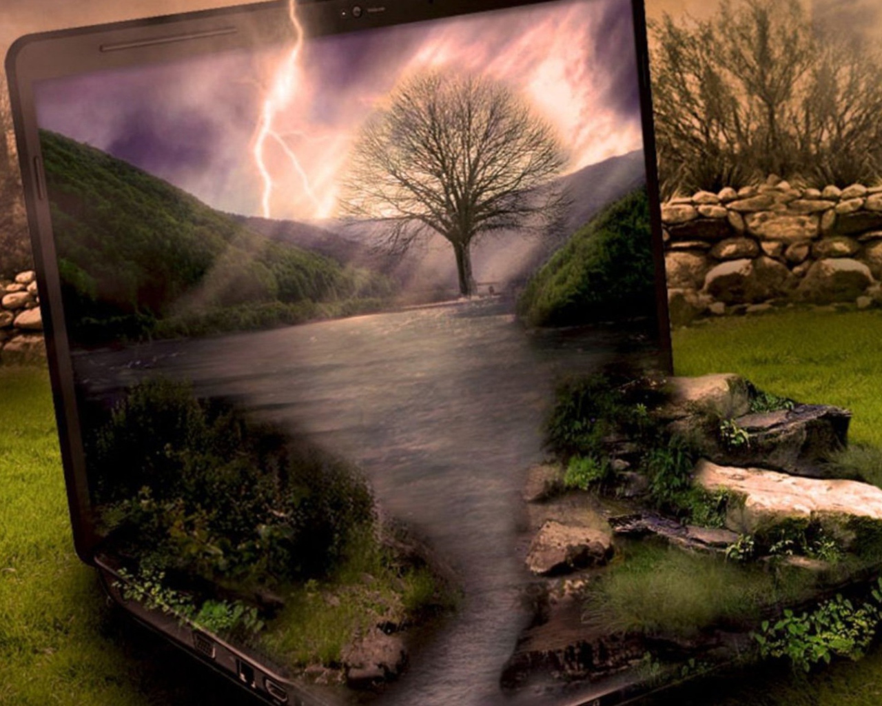 Ноутбук HP на природе