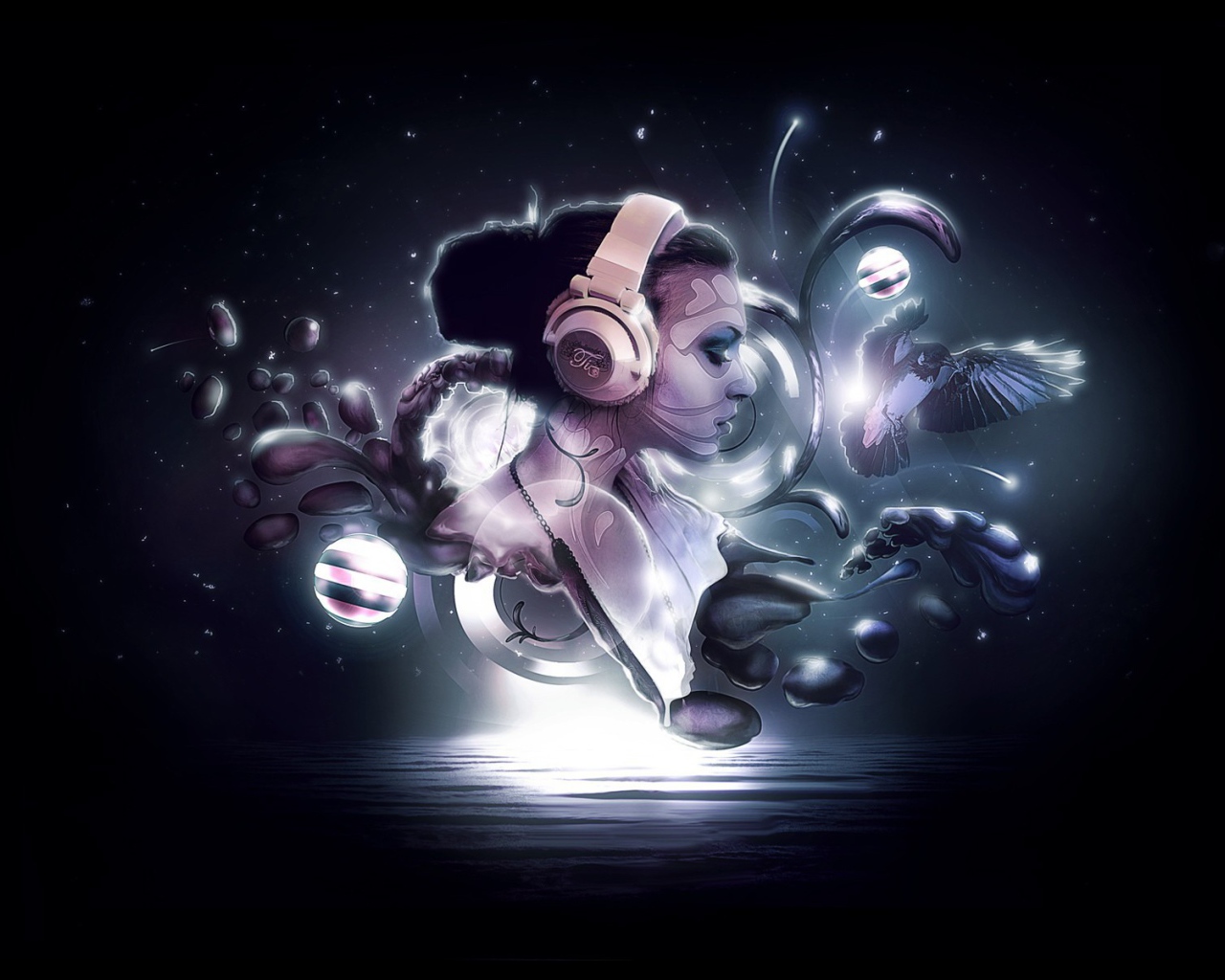 Наушники и птица