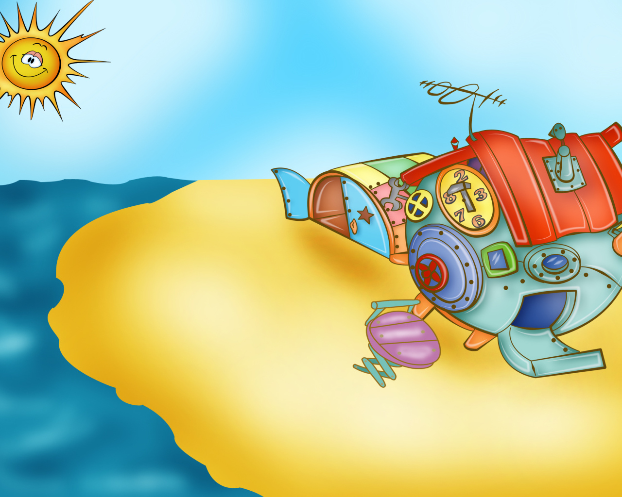 Beach in the cartoon Kikoriki