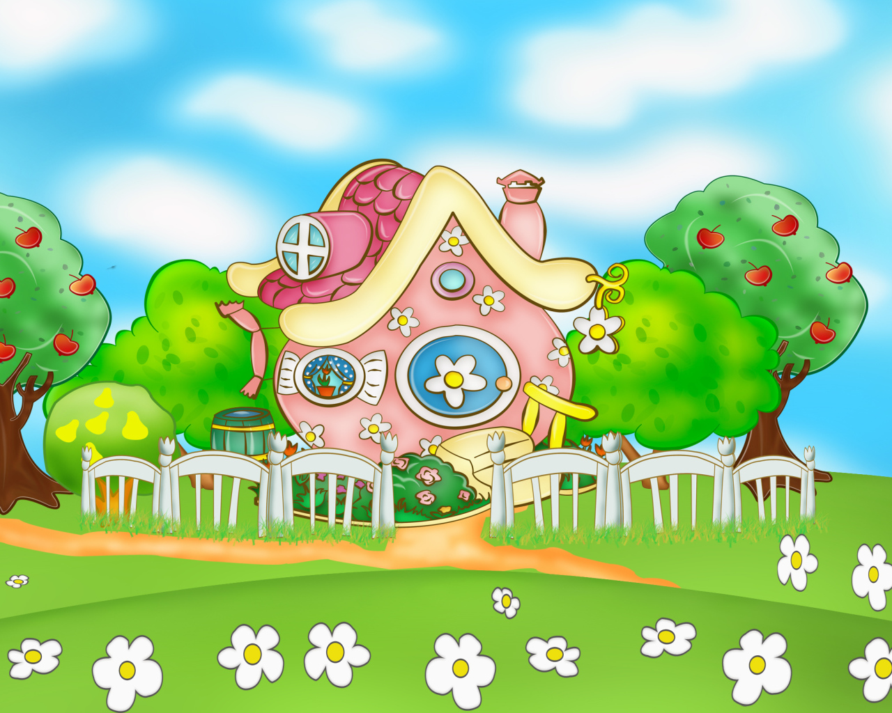 Красивый домик в мультфильме Смешарики