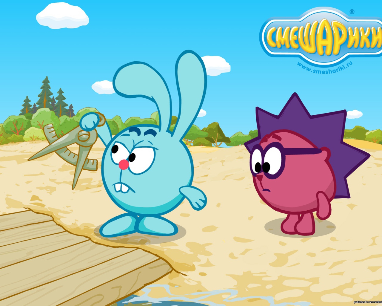 Крош и Ежик в мультфильме Смешарики