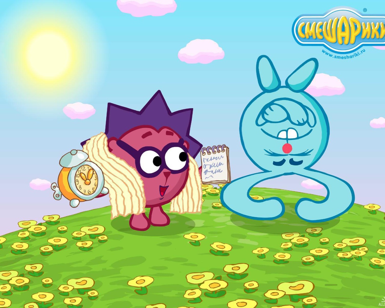 Ежик и Крош в мультфильме Смешарики