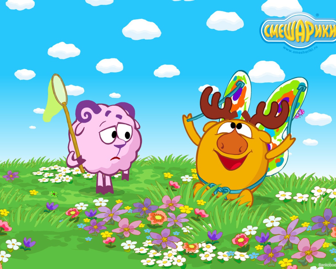 Нюша и Лосяш в мультфильме Смешарики