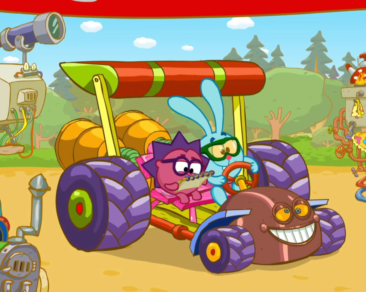 Гонки в мультфильме Смешарики