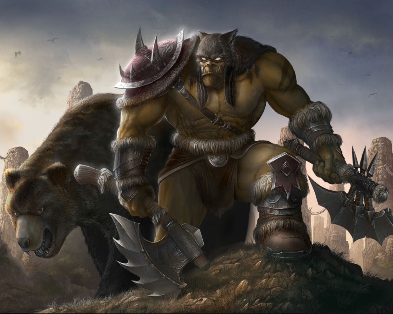 Медведь и монстр из мультфильма