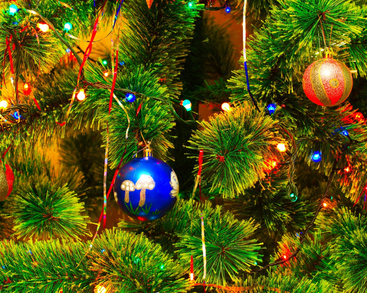 Christmas tree with blue ball