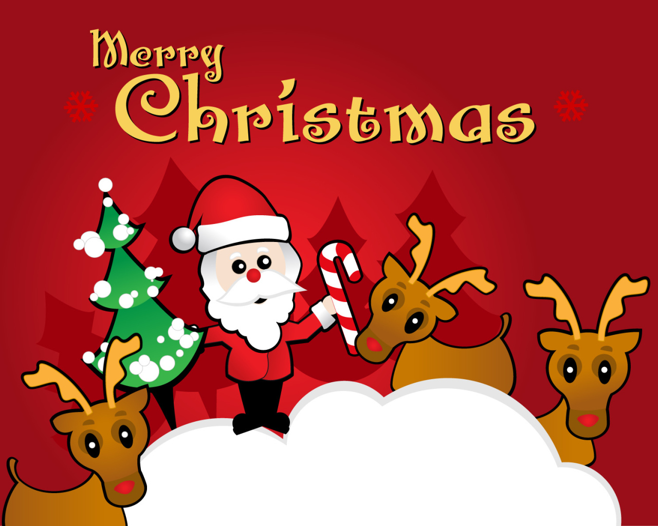 Санта Клаус и олени на Рождество