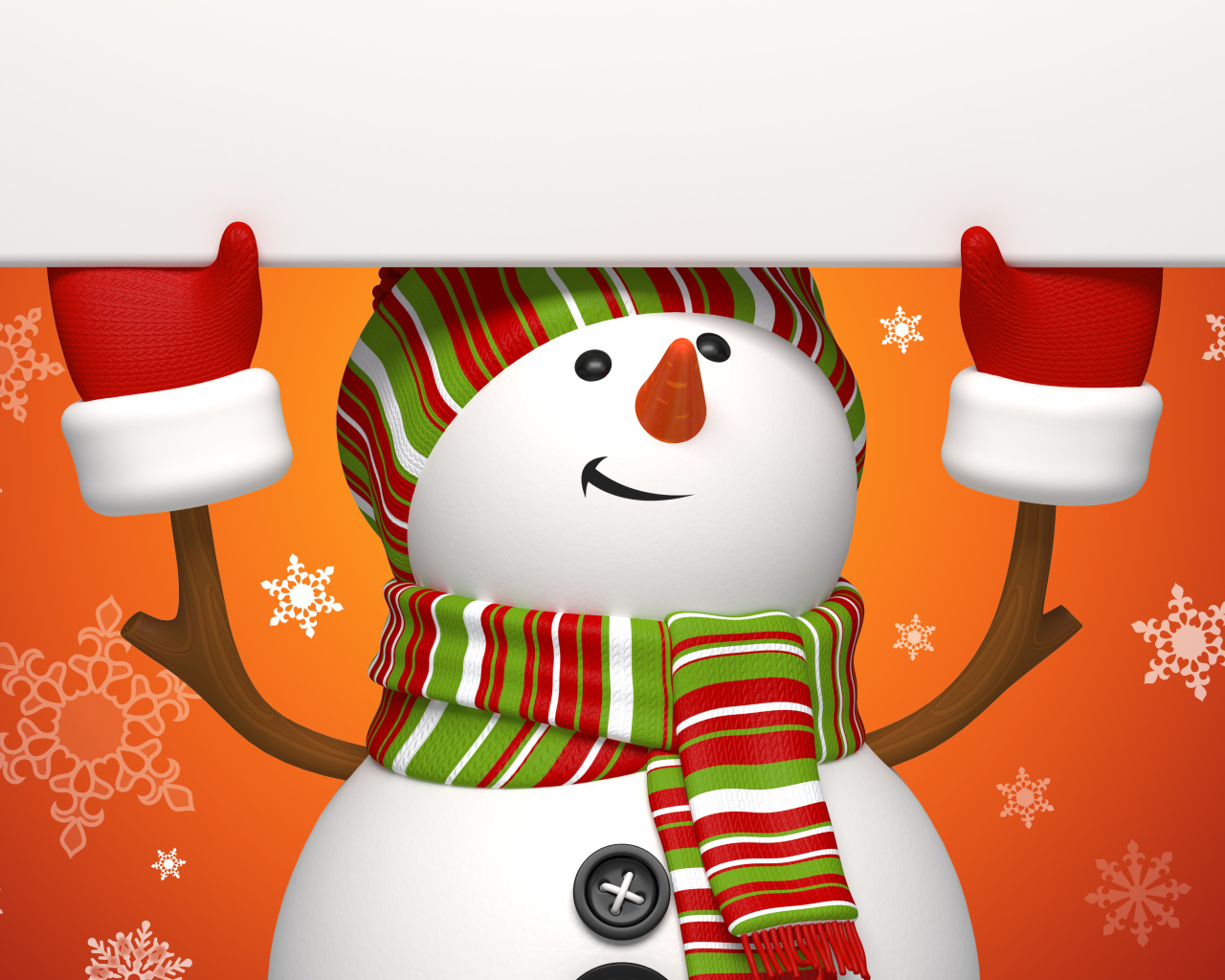 Снеговик на оранжевом фоне