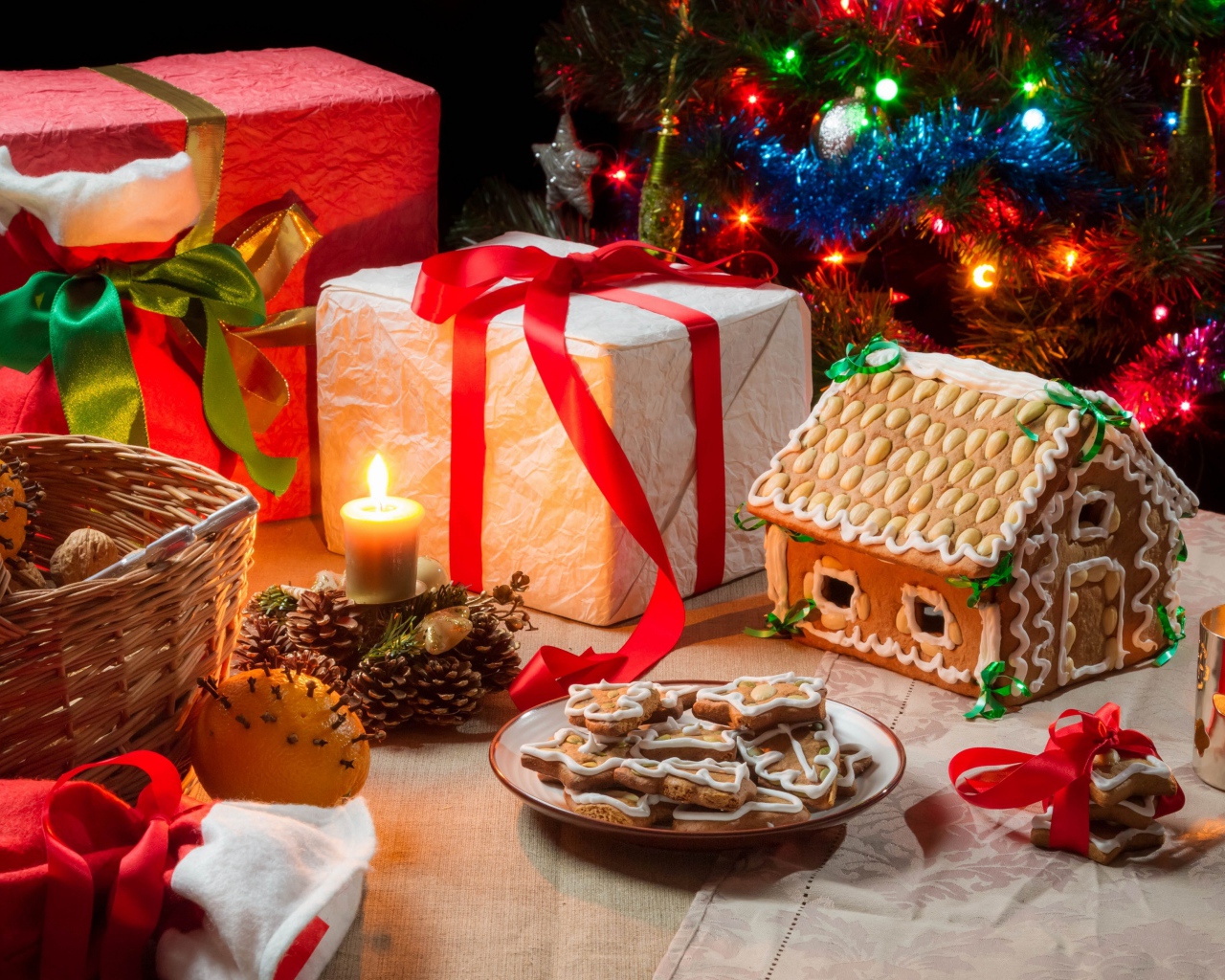 Угощение и подарки на Рождество