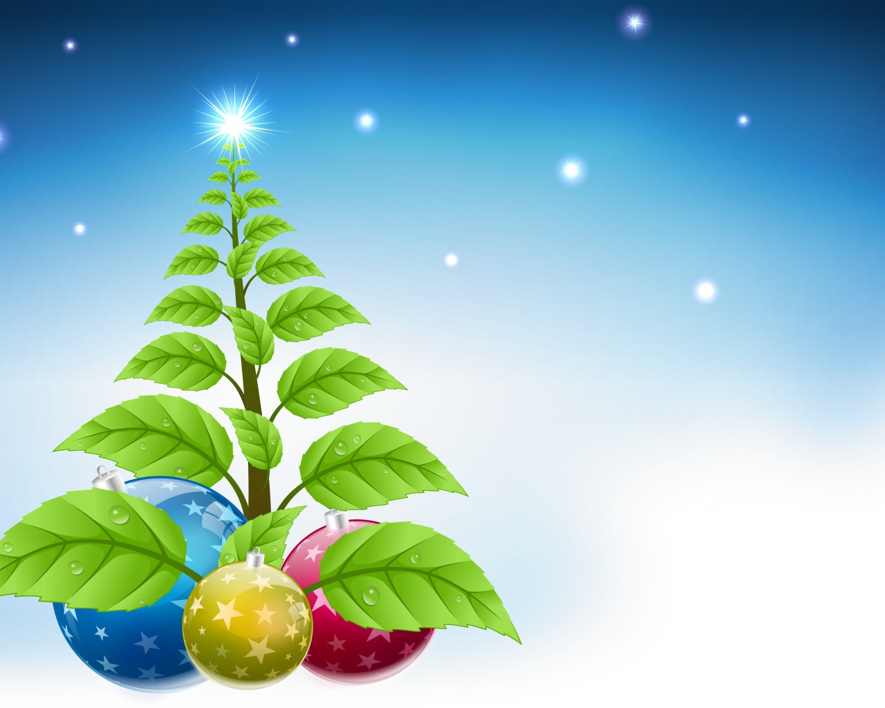 Елка с листьями