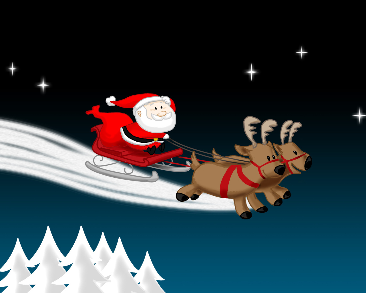Санта Клаус на оленях
