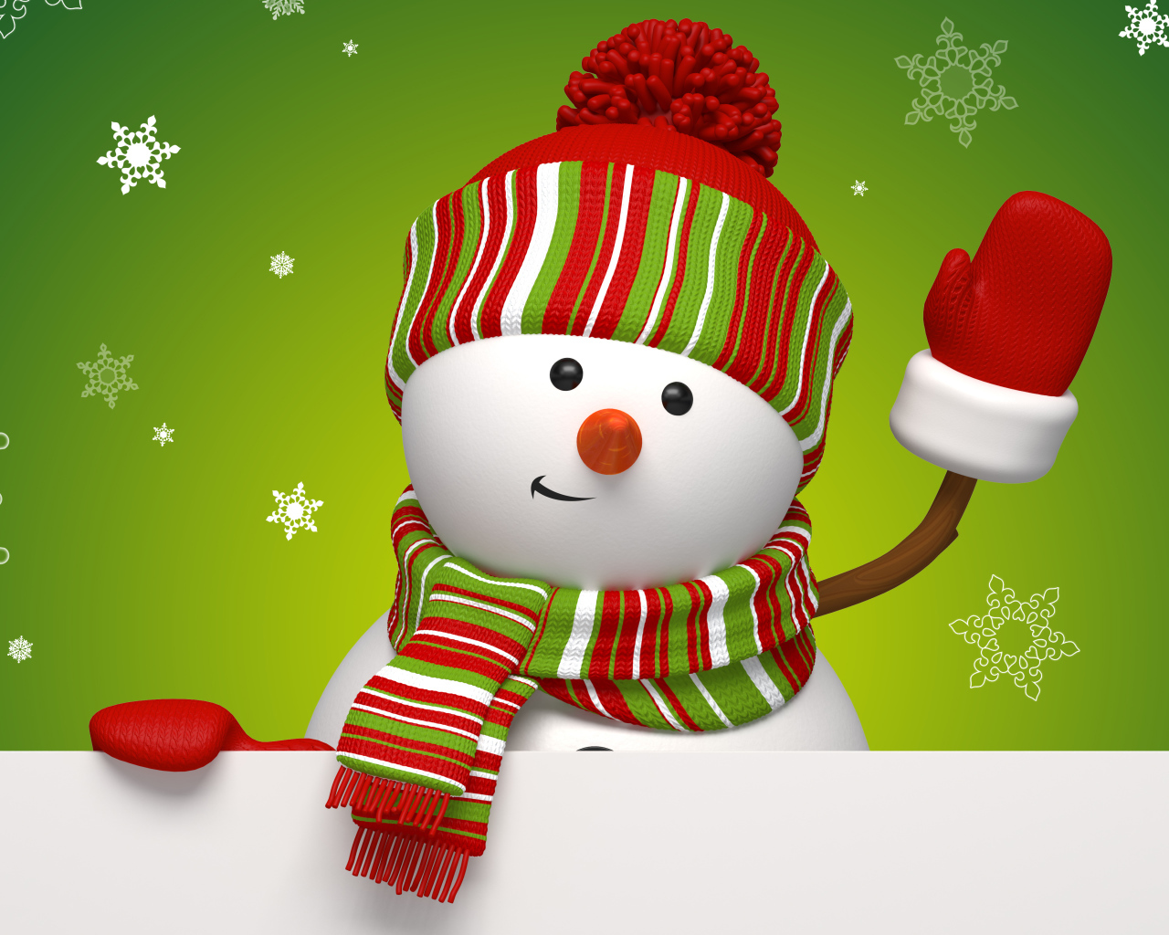Снеговик машет рукой