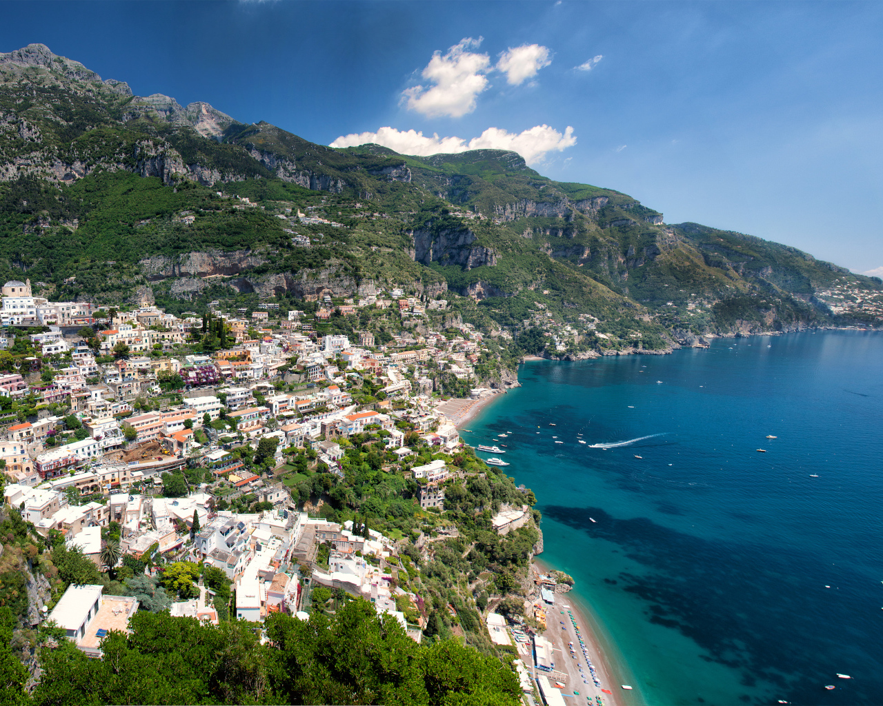 Город Позитано в Италии