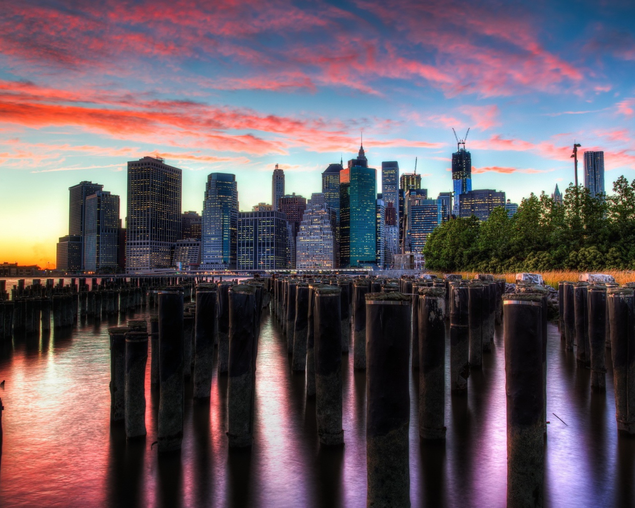 Деревянные сваи в воде