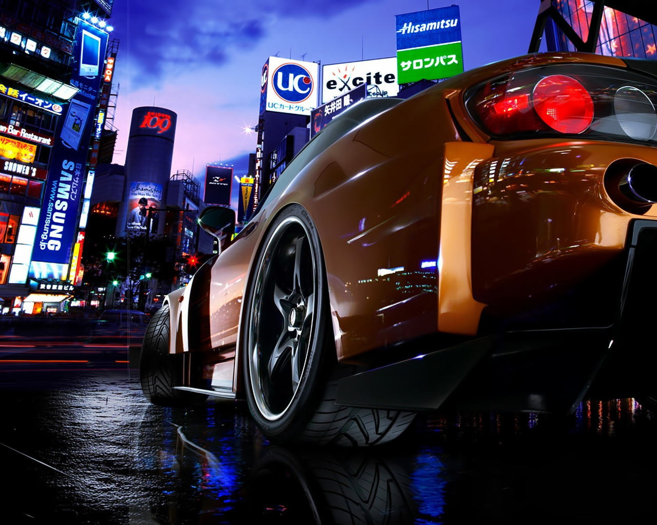 Ночной город в Японии