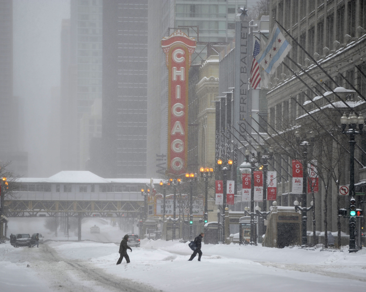 Снежная зима в Чикаго