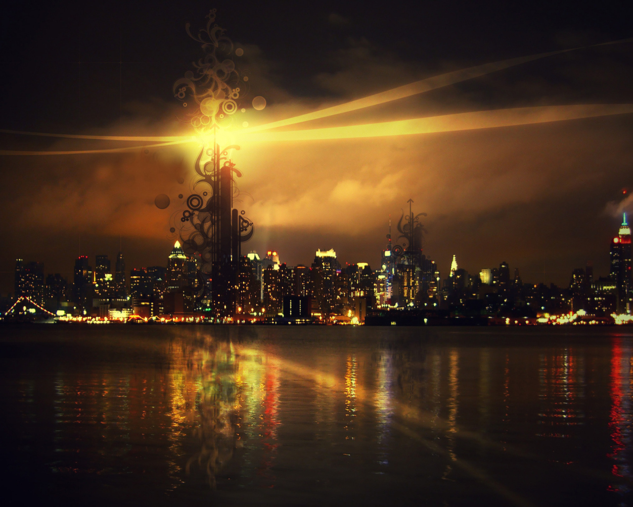 Городской пейзаж с рисунком