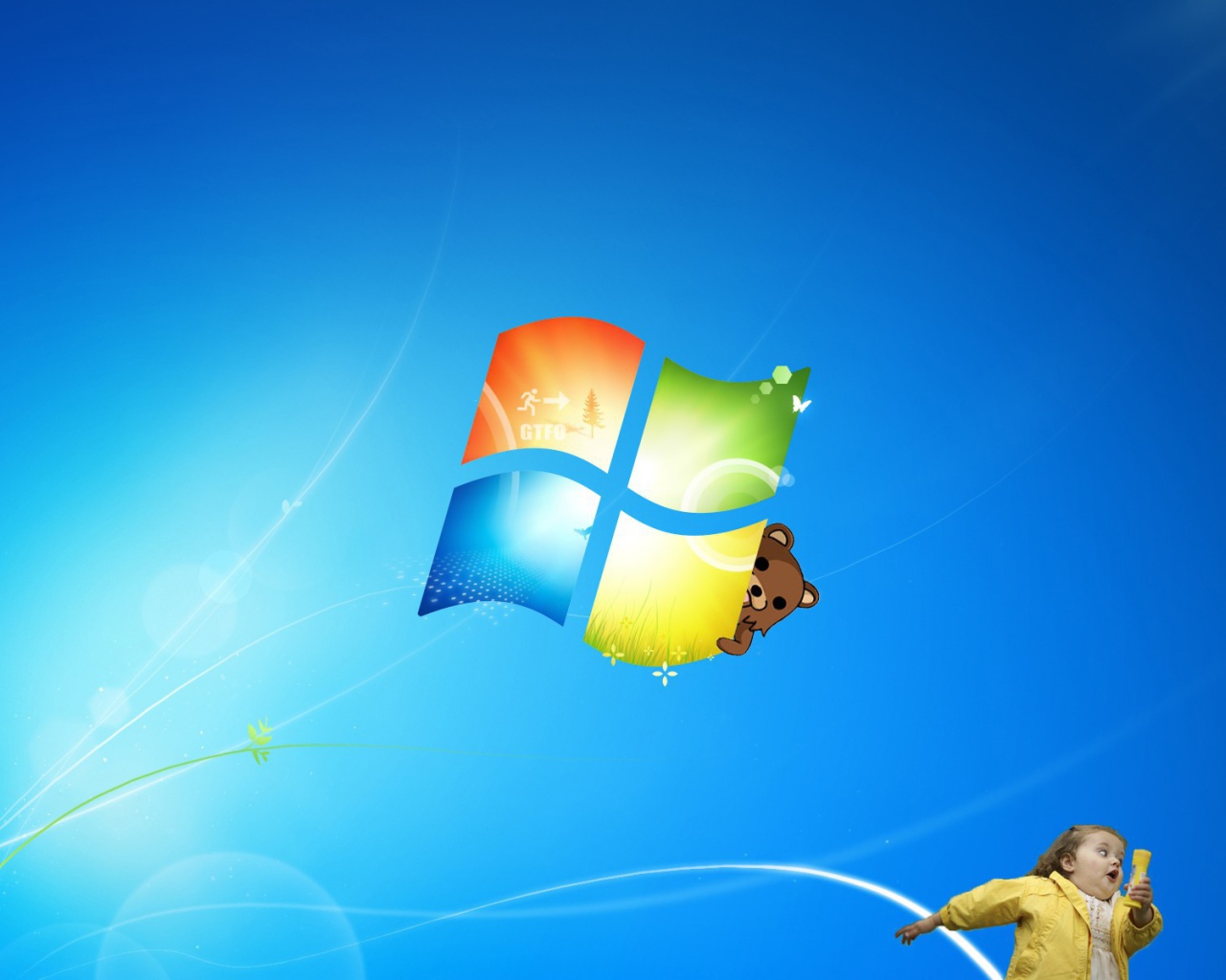 Windows 7 с мишкой и ребенком