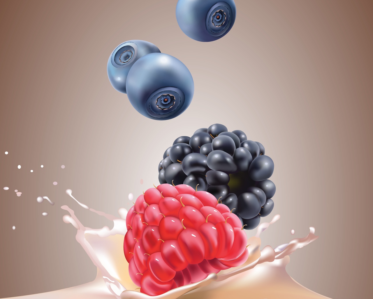 Ягоды падают в молоко