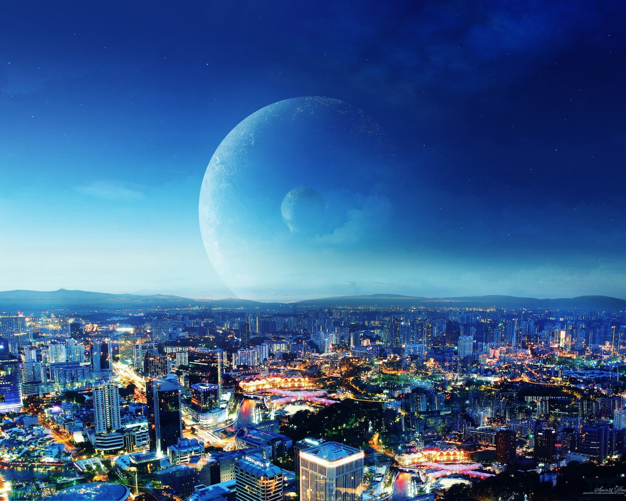 Фантастический ночной город