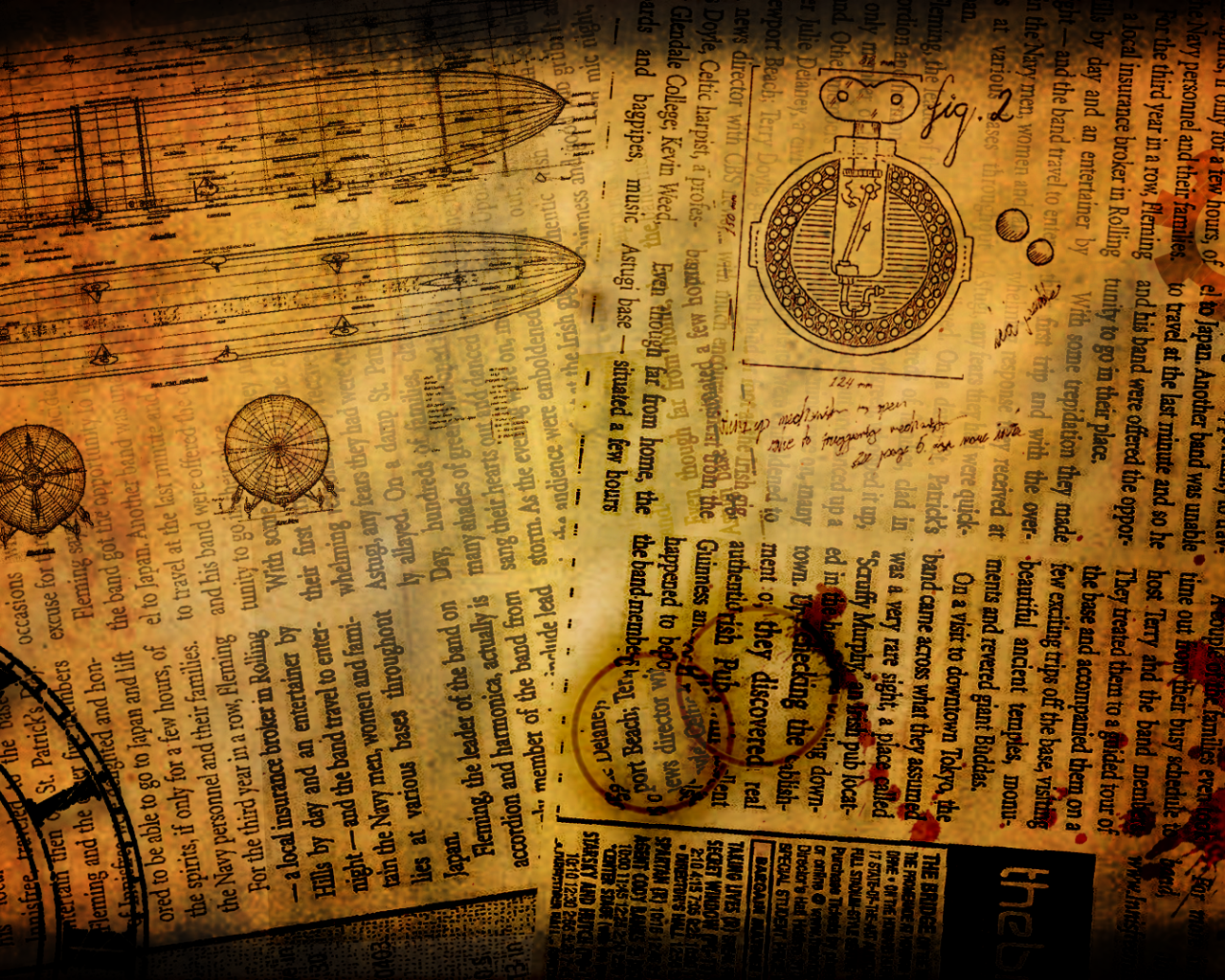 Чертежи на газетах стимпанк