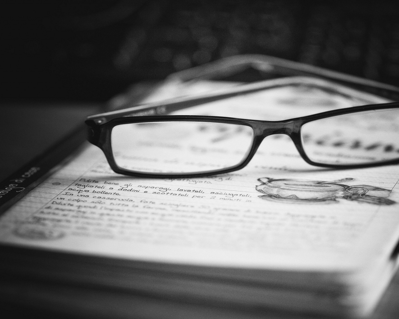 Очки на записной книге