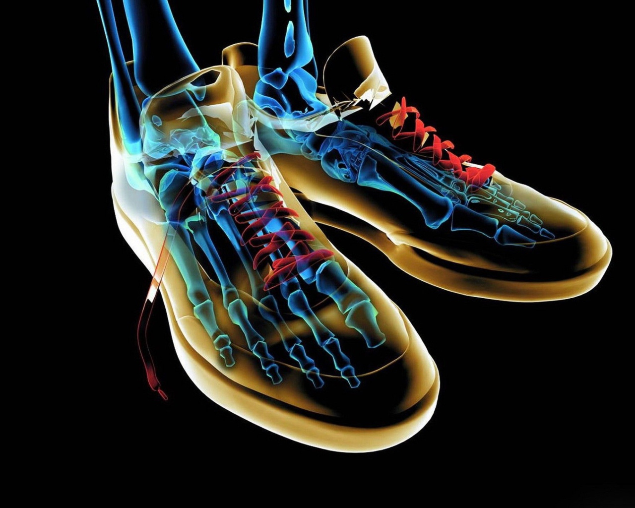 Скелет в неоновой обуви