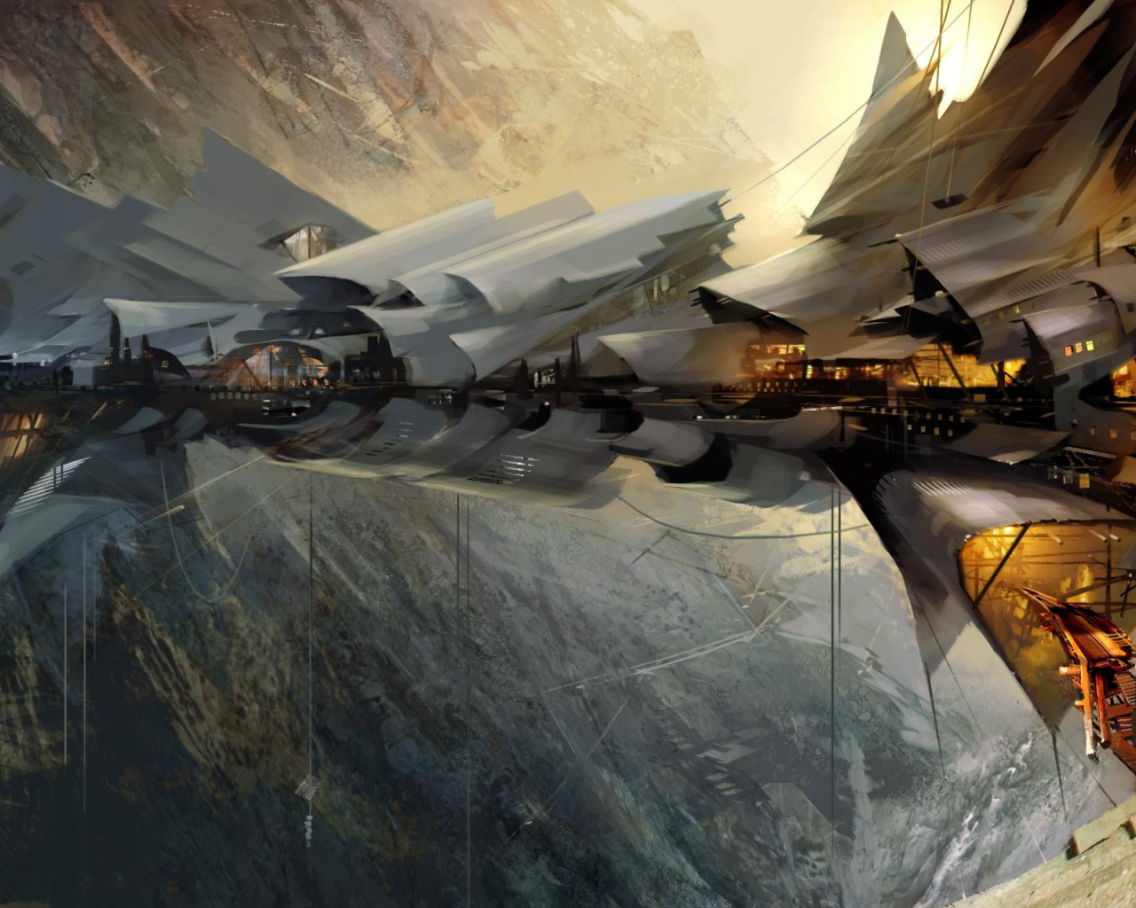 Технологичная деревня стимпанк