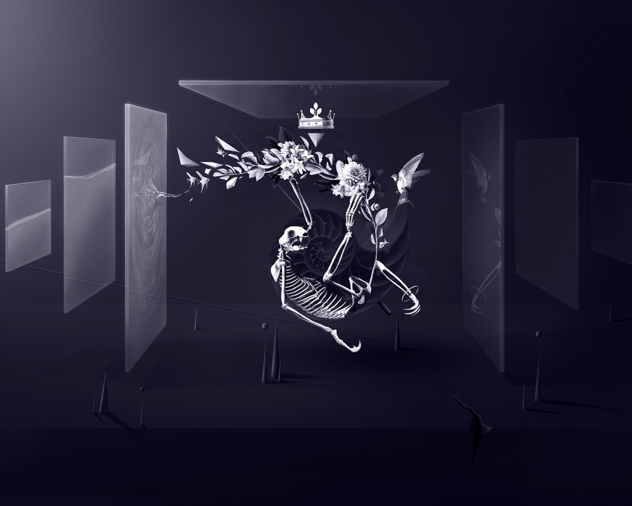 Скелет между стеклами