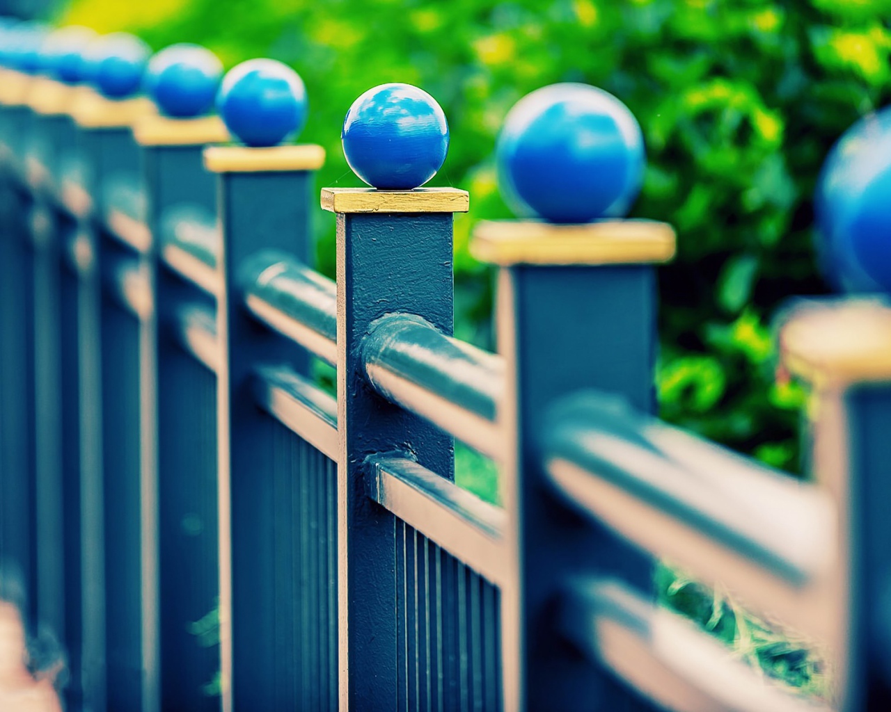 Синий забор с шариками