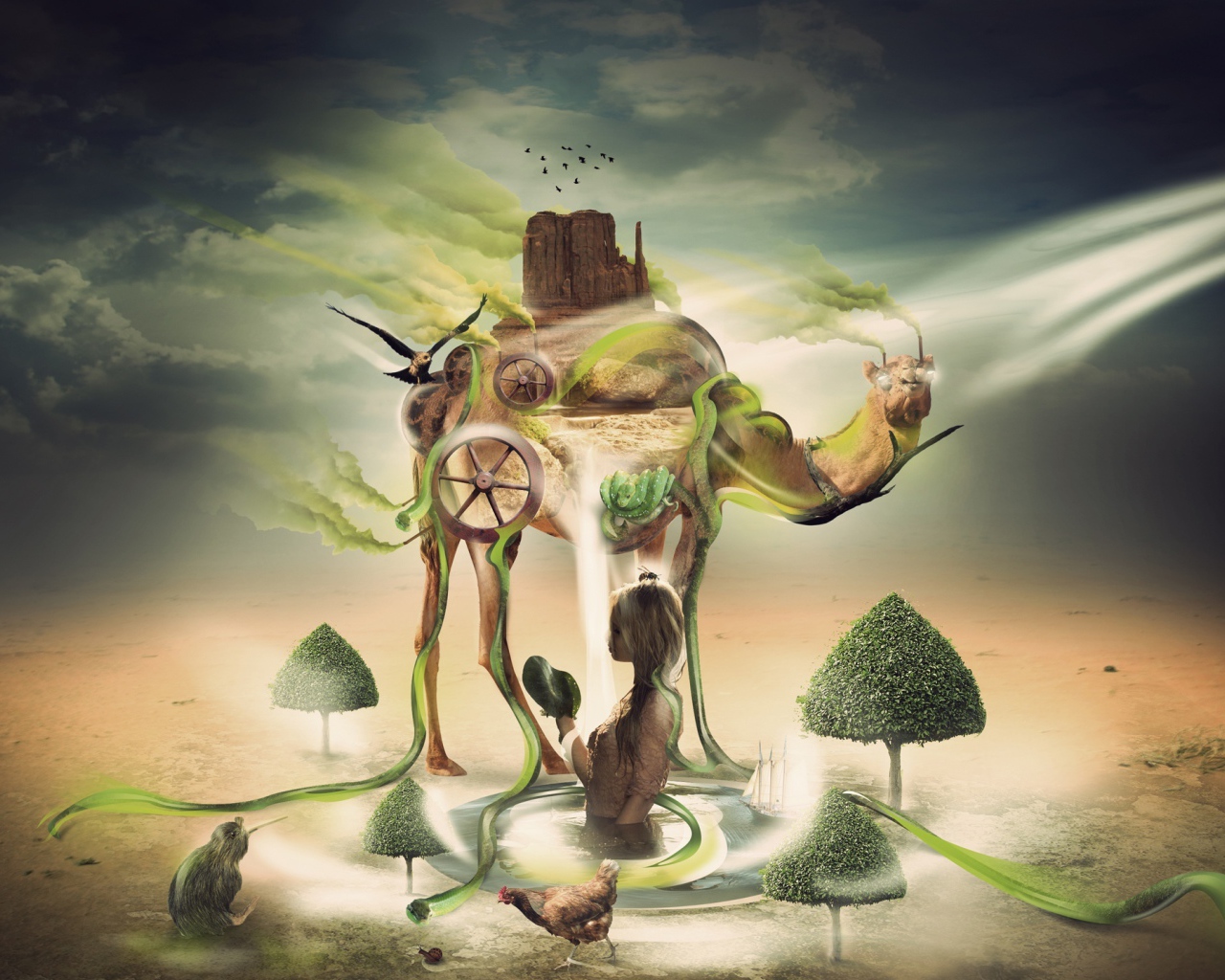 Абстрактный Оазис в пустыне