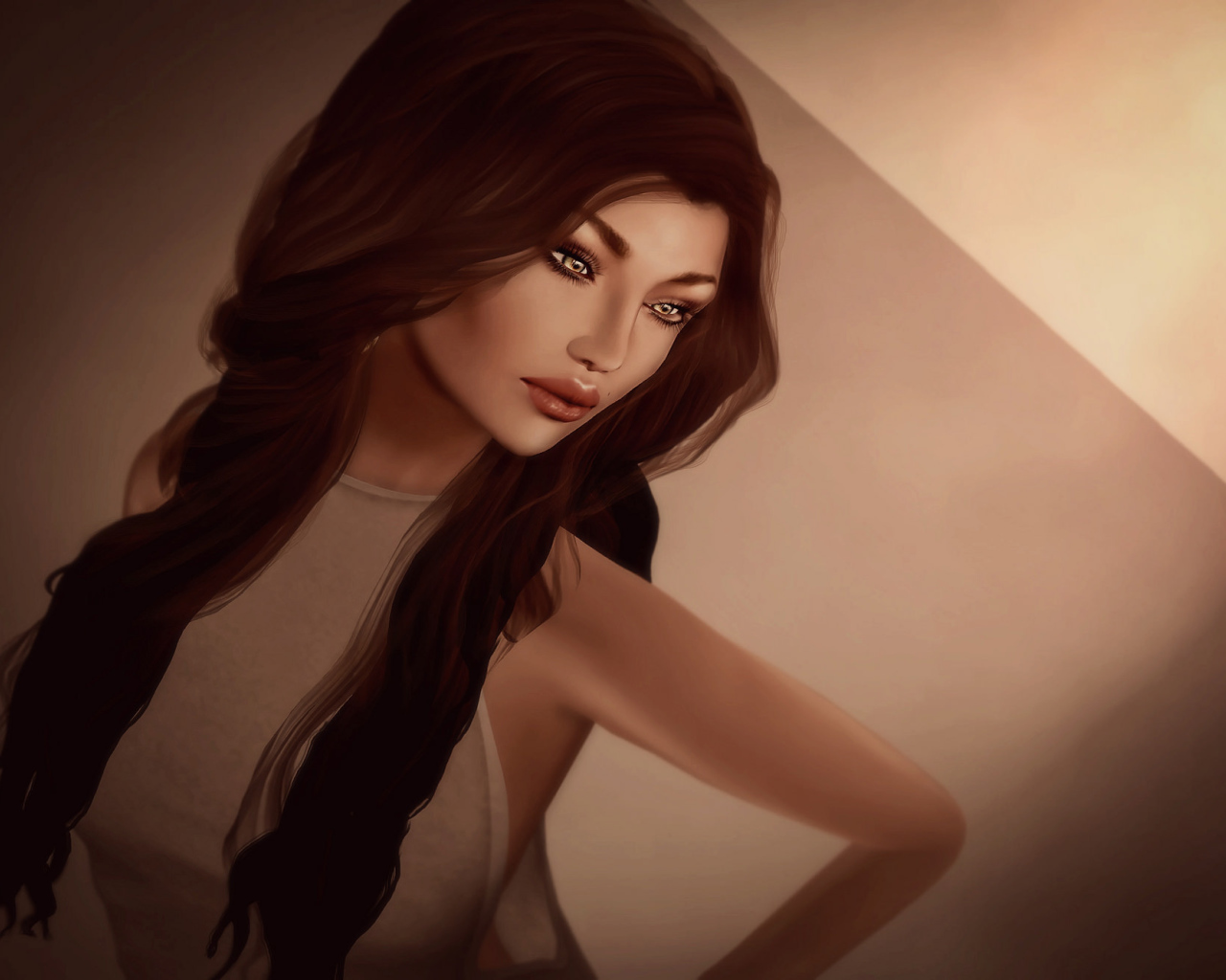 Темные волосы у девушки