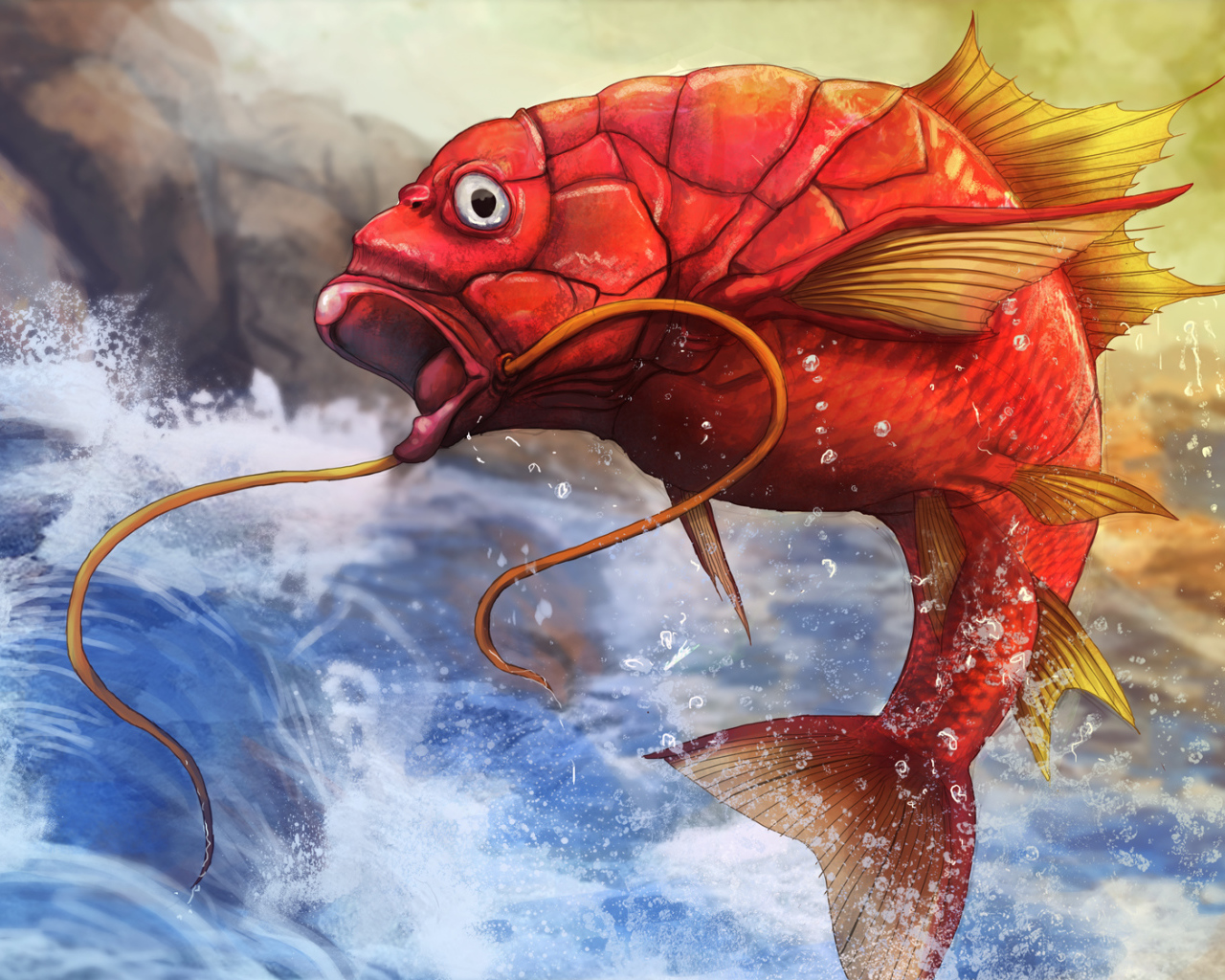 Красная рыба в море