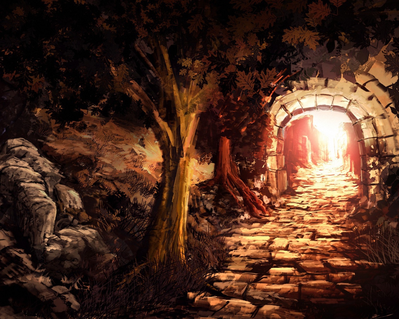 Каменная дорога через арку