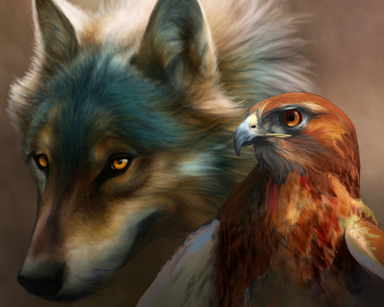 Голова волка и орла