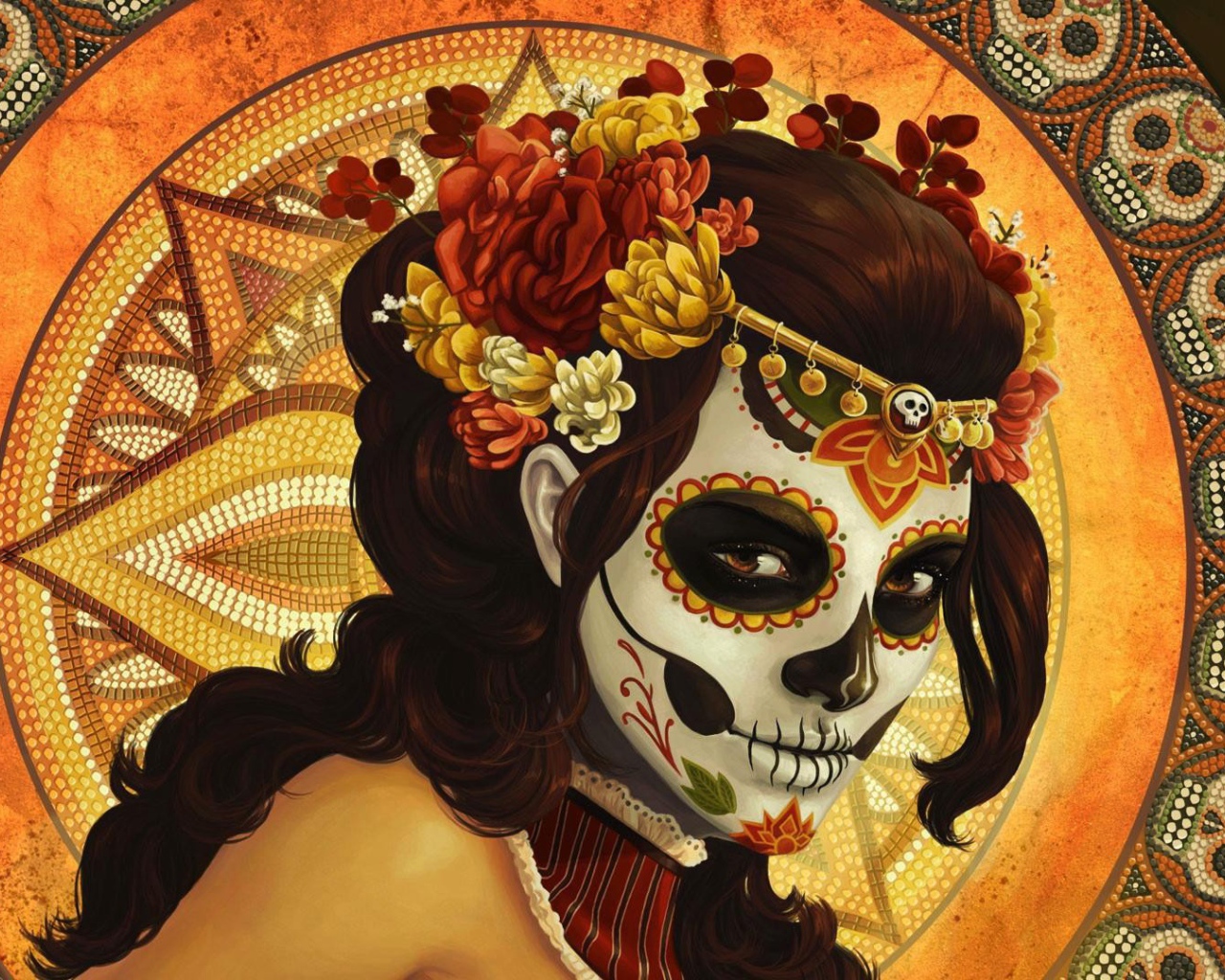 Девушка в страшной маске