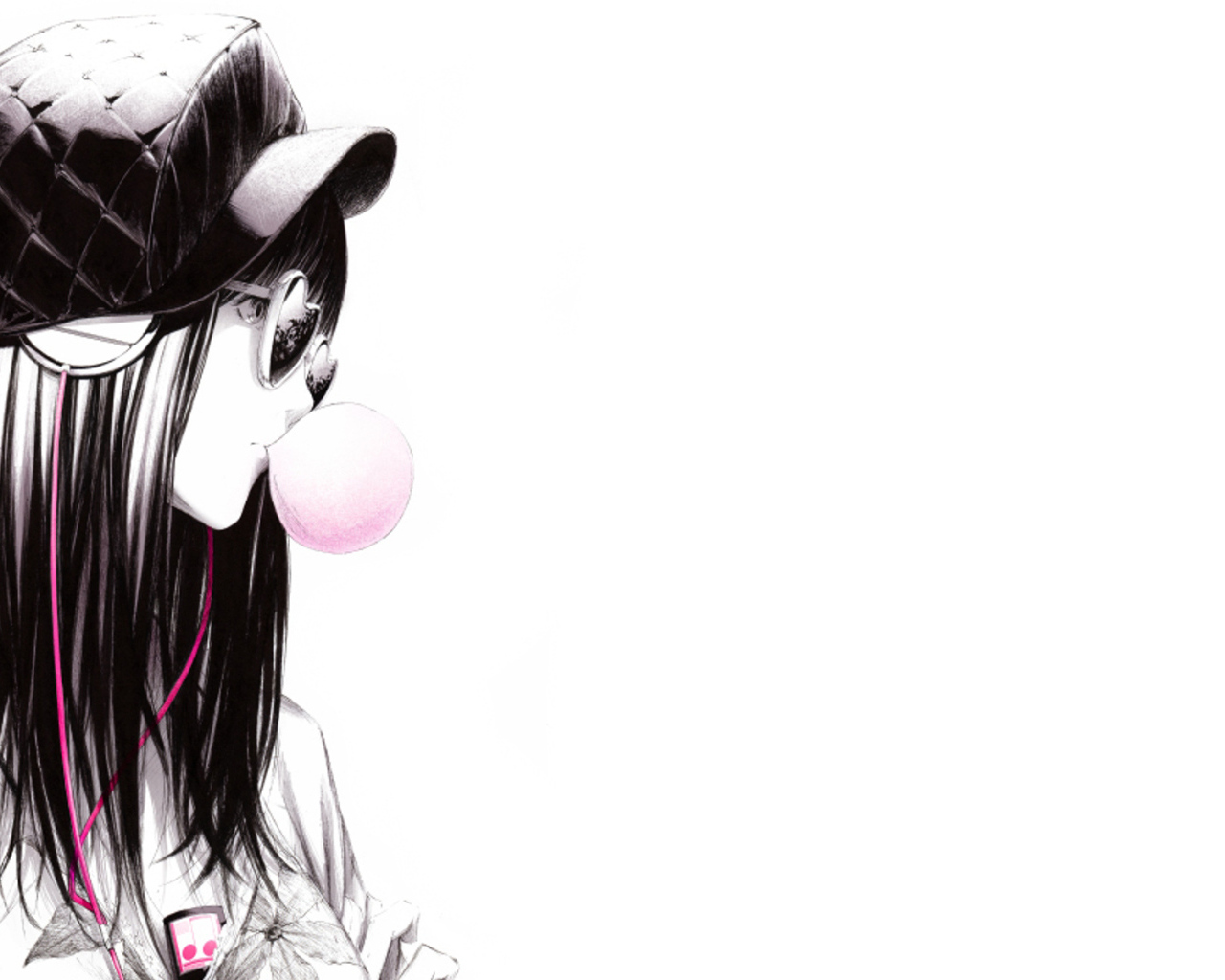 Девочка с наушниками и в кепке