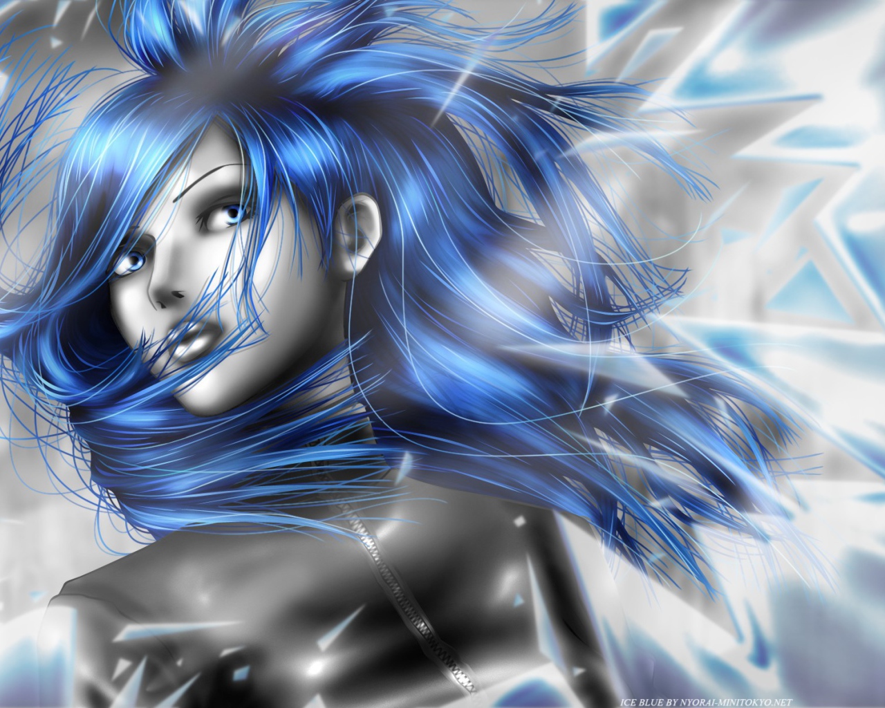 Женщина с синими волосами