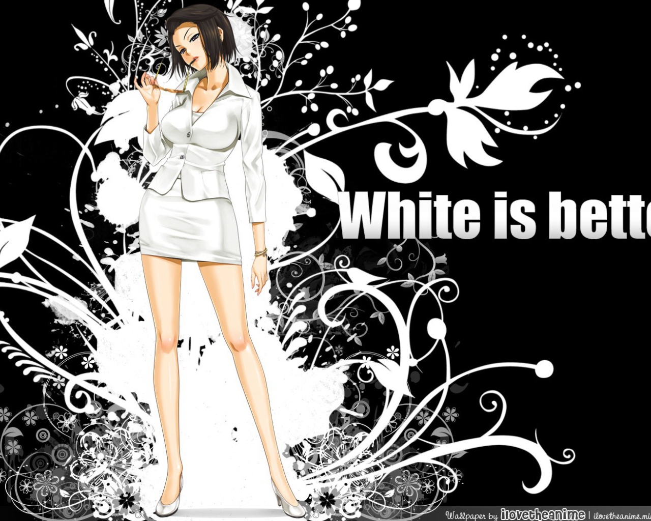	   Girl in white on black background