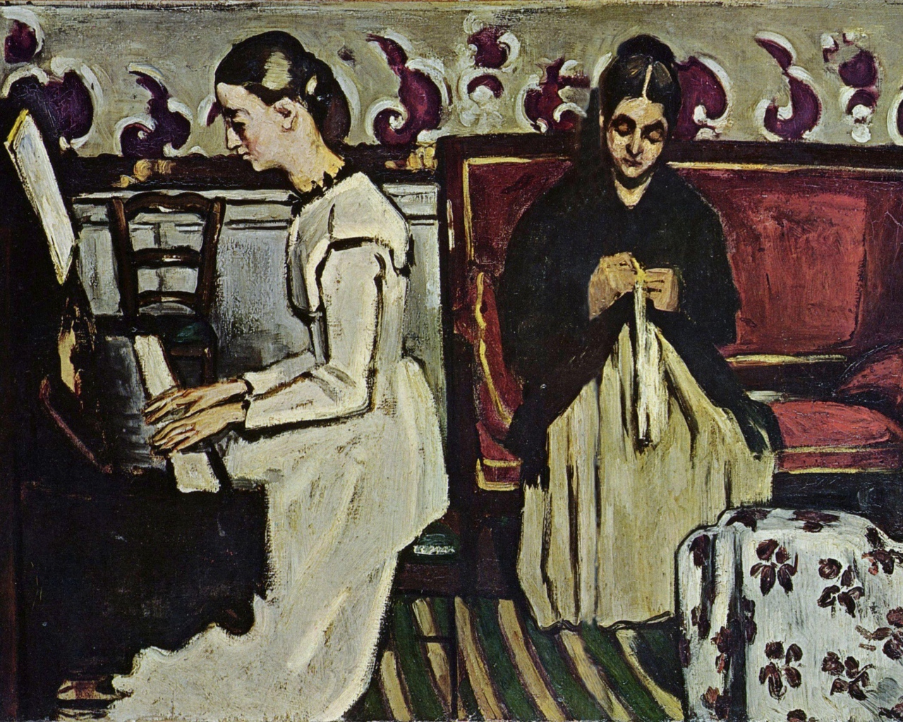 Картина Сезанна - Мать и дочь