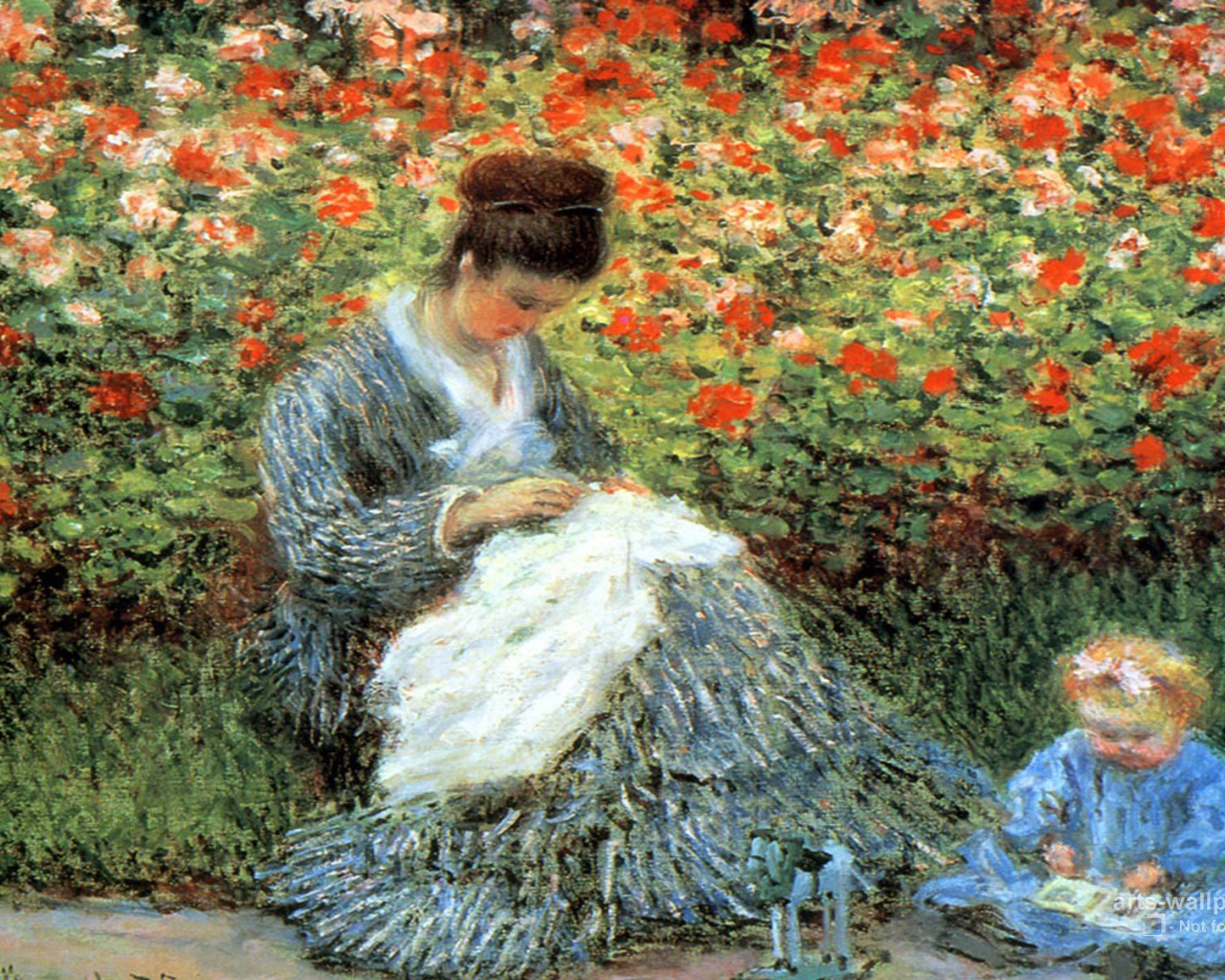 Картина Клода Моне - Женщина с ребенком