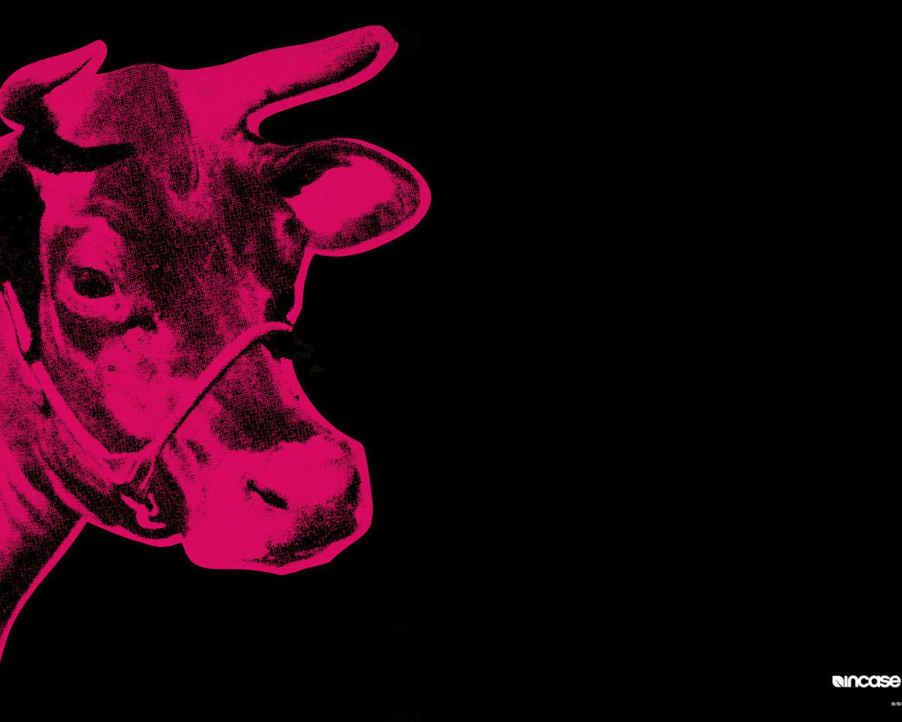 Картина Энди Уорхола красной коровы на черном фоне