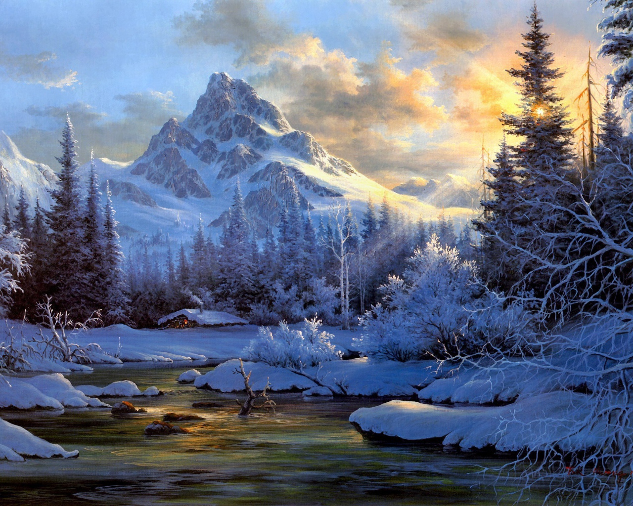 Картина Горная река