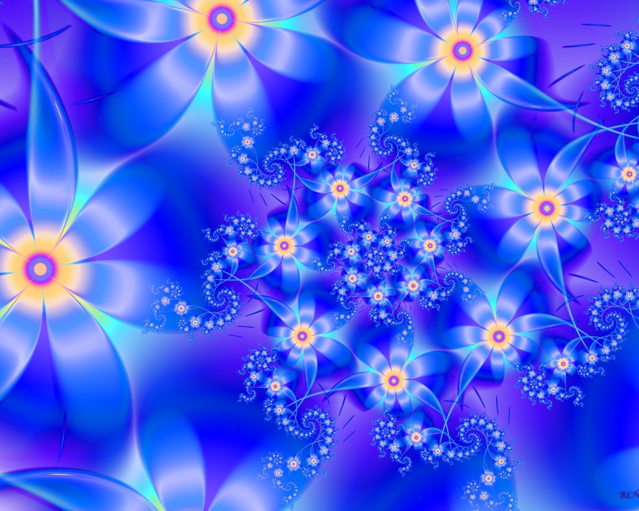 Орнамент из синих цветов