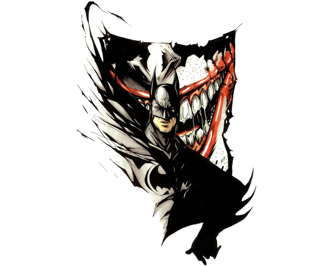 Бетмен на фоне Джокера