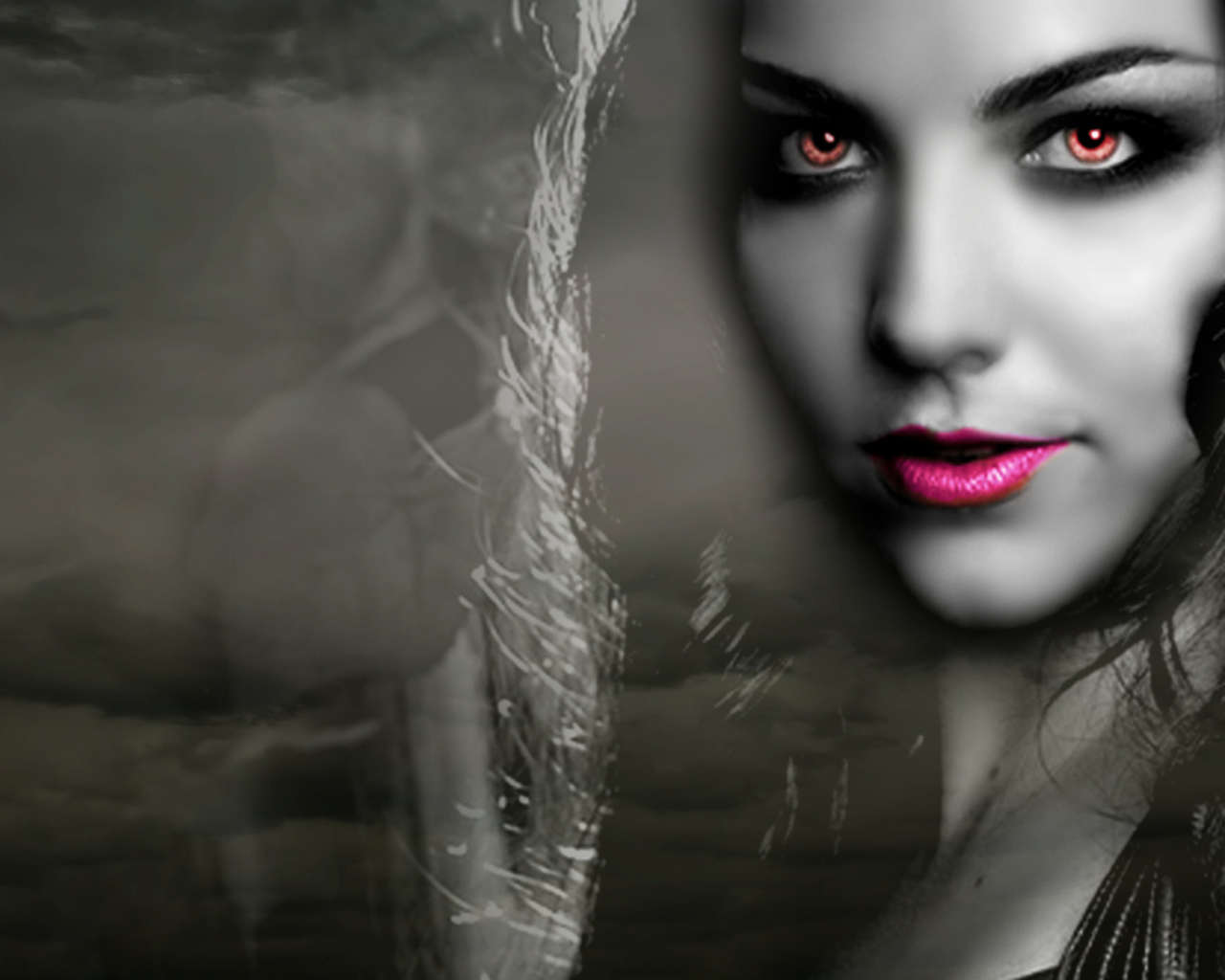 Брюнетка девушка вампир