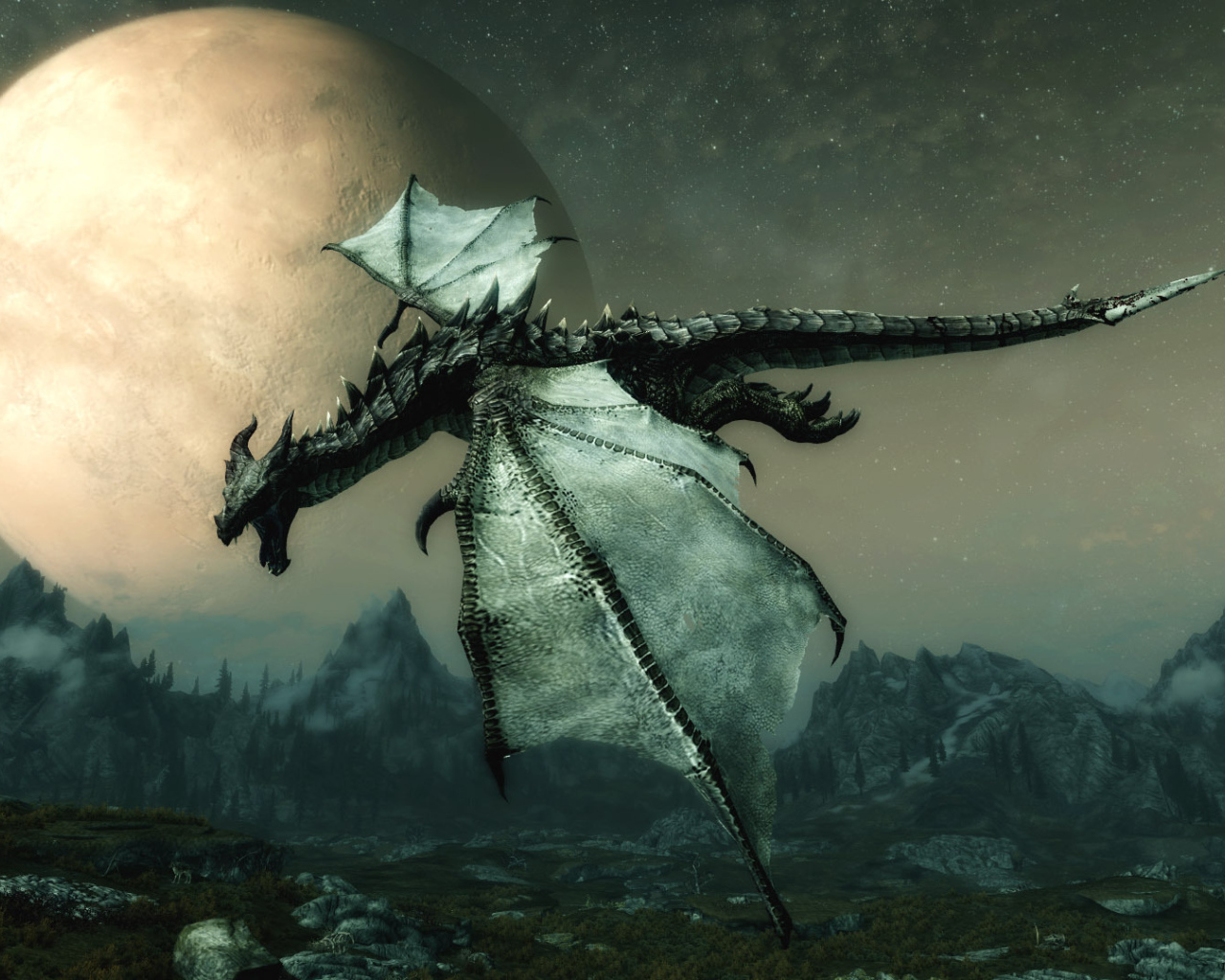 Дракон летит над землей