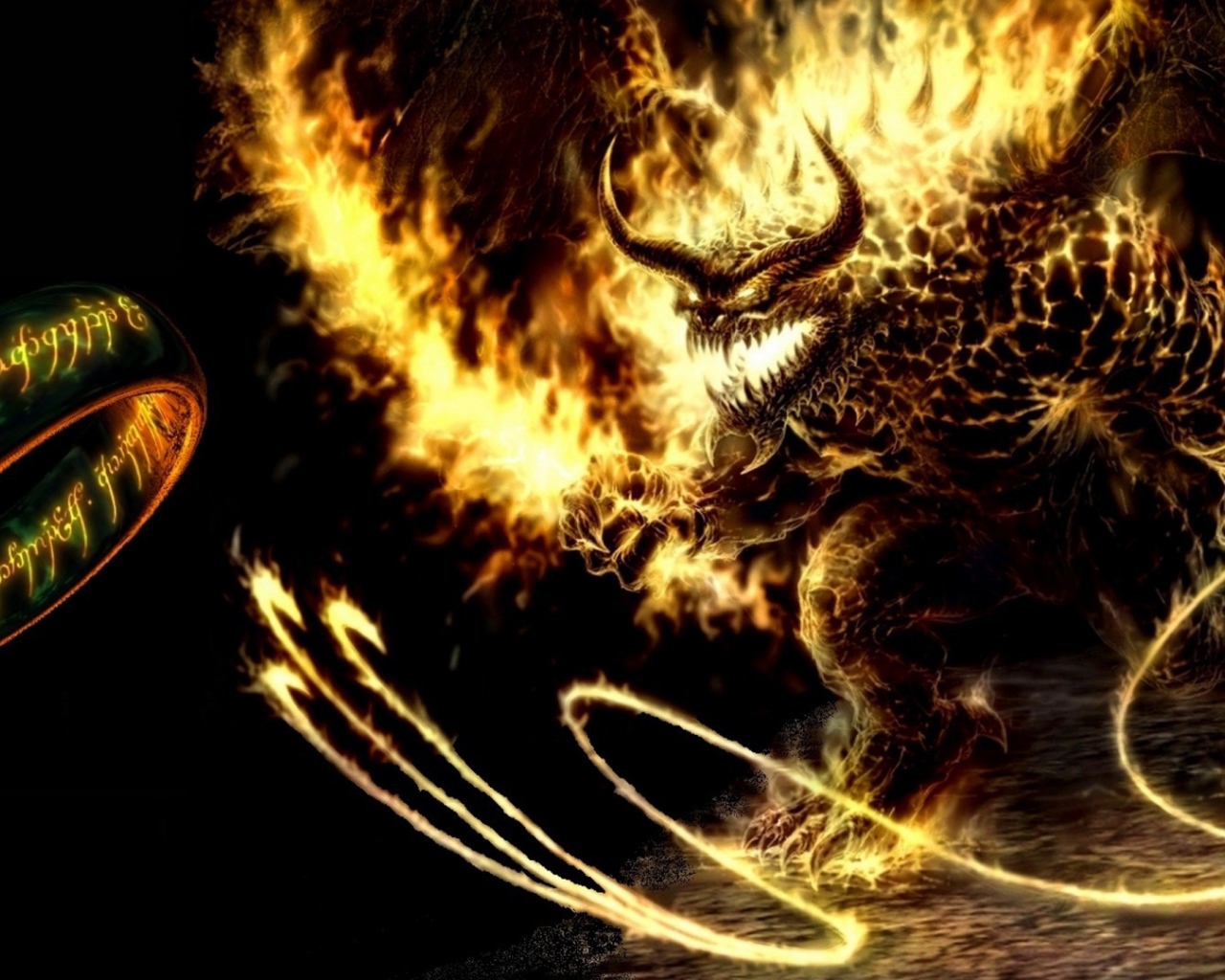 Огненный монстр с плеткой